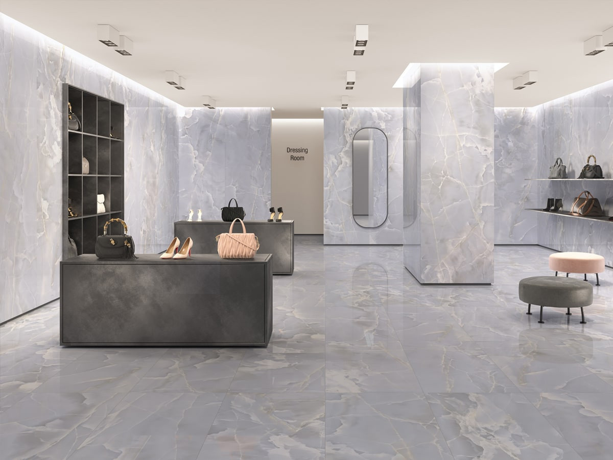 Pavimento e rivestimento in gres porcellanato Azzurro Naturale serie SHINE by Saime Ceramica