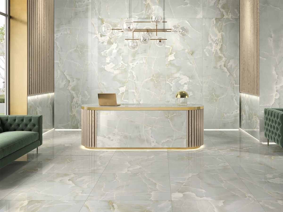 Pavimento e rivestimento in gres porcellanato Acquamarina Naturale serie SHINE by Saime Ceramica