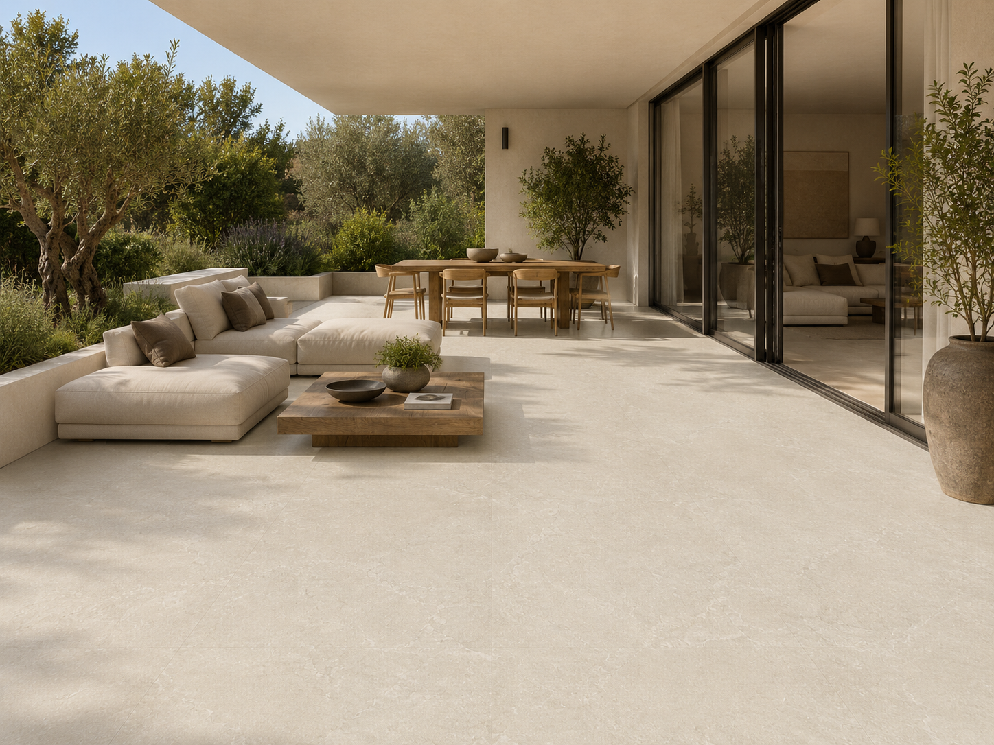 Pavimento in gres porcellanato serie GEOGRAFICA Almond R11 per esterno by Bertolani