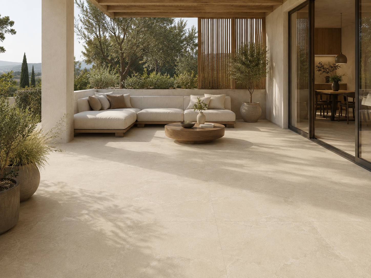 Pavimento in gres porcellanato serie GEOGRAFICA Beige R11 per esterno by Bertolani