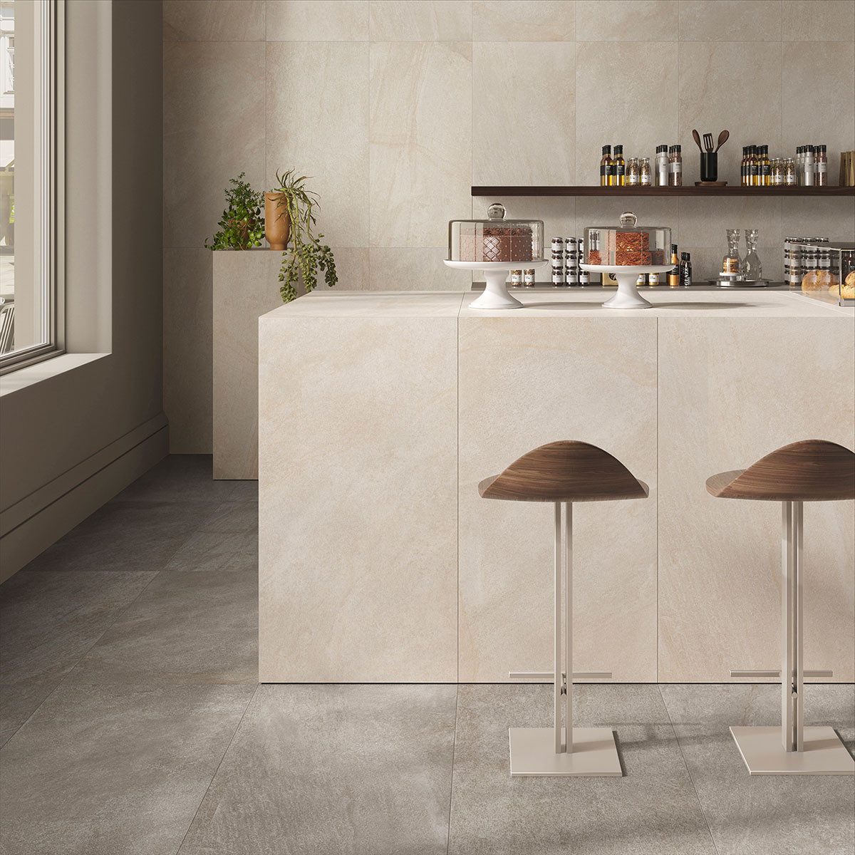 Pavimento e rivestimento in gres porcellanato Grigio serie Geostone by Saime Ceramiche