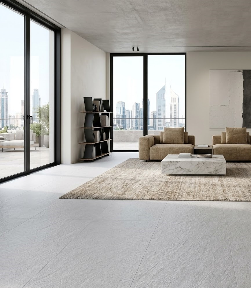 Pavimento e rivestimento in gres porcellanato Gesso serie Cosmos by Saime Ceramica