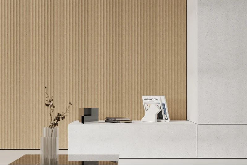 Rivestimento cannettato LIVING WALL tridimensionale Grezzo by Skema