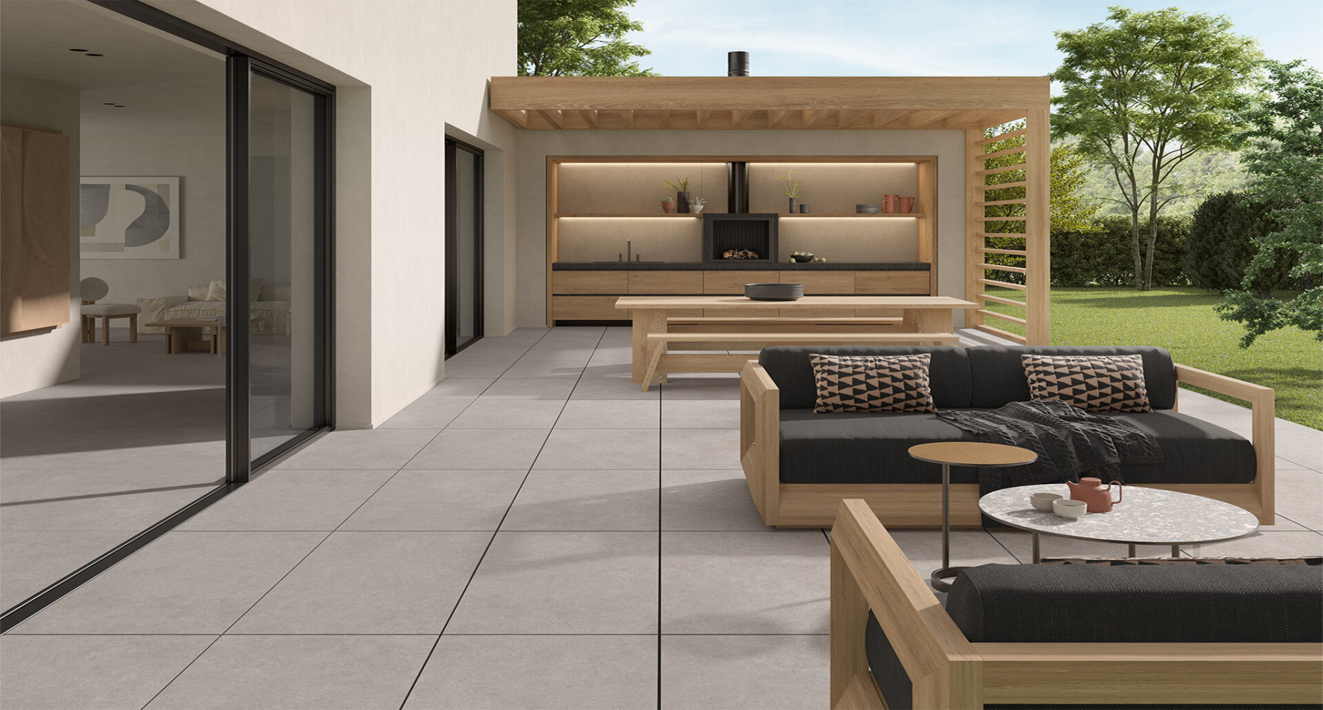 Pavimento in gres effetto cemento serie MATERIA colore GRIGIO by Saime