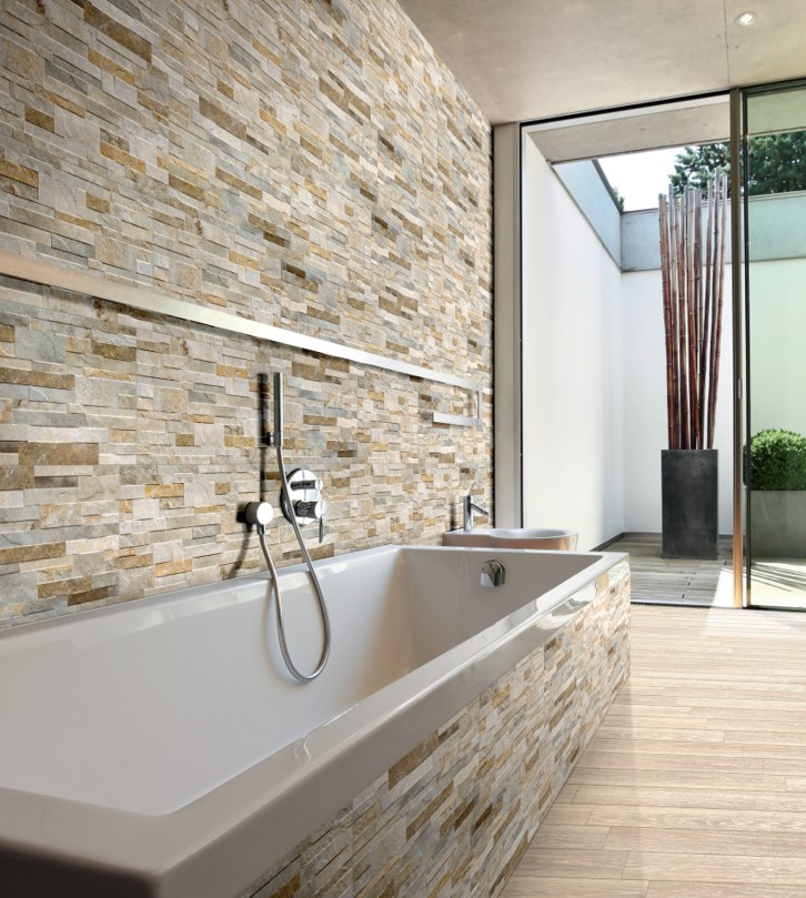 Muretto in gres effetto quarzite grigio 31x62 rivestimento gres