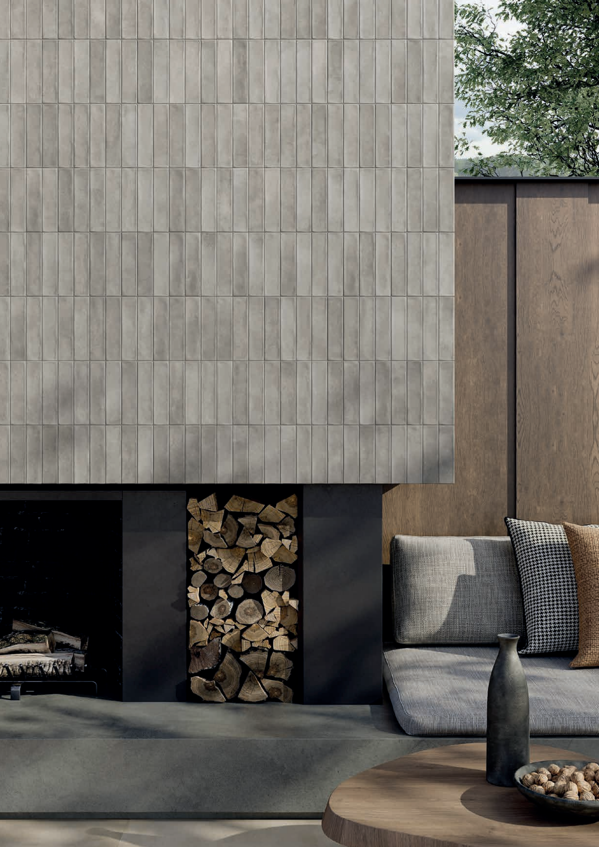 Rivestimento in gres porcellanato smaltato brick generation colore GRIGIO serie CRUDA BRICK by Ceramica Rondine