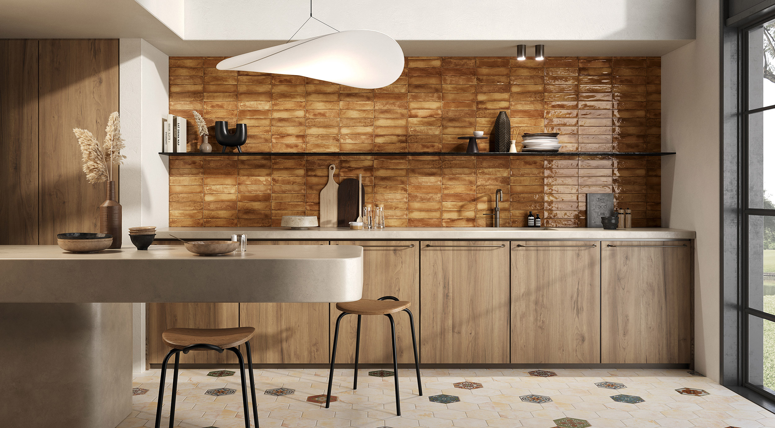 Rivestimento in gres porcellanato smaltato brick generation colore OCRA serie MOJAVE by Ceramica Rondine