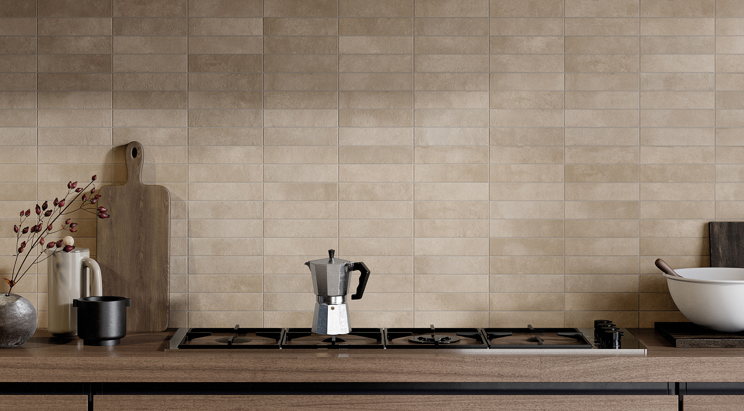 Rivestimento in gres porcellanato smaltato brick generation colore BEIGE serie CRUDA BRICK by Ceramica Rondine