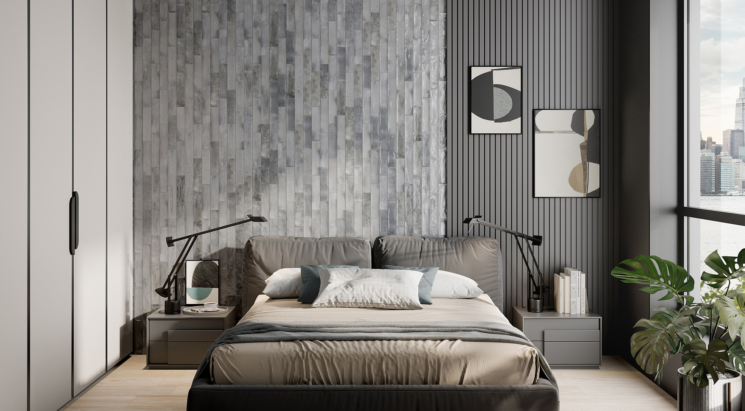 Rivestimento in gres porcellanato smaltato brick generation colore LIGHT GREY serie MOJAVE by Ceramica Rondine