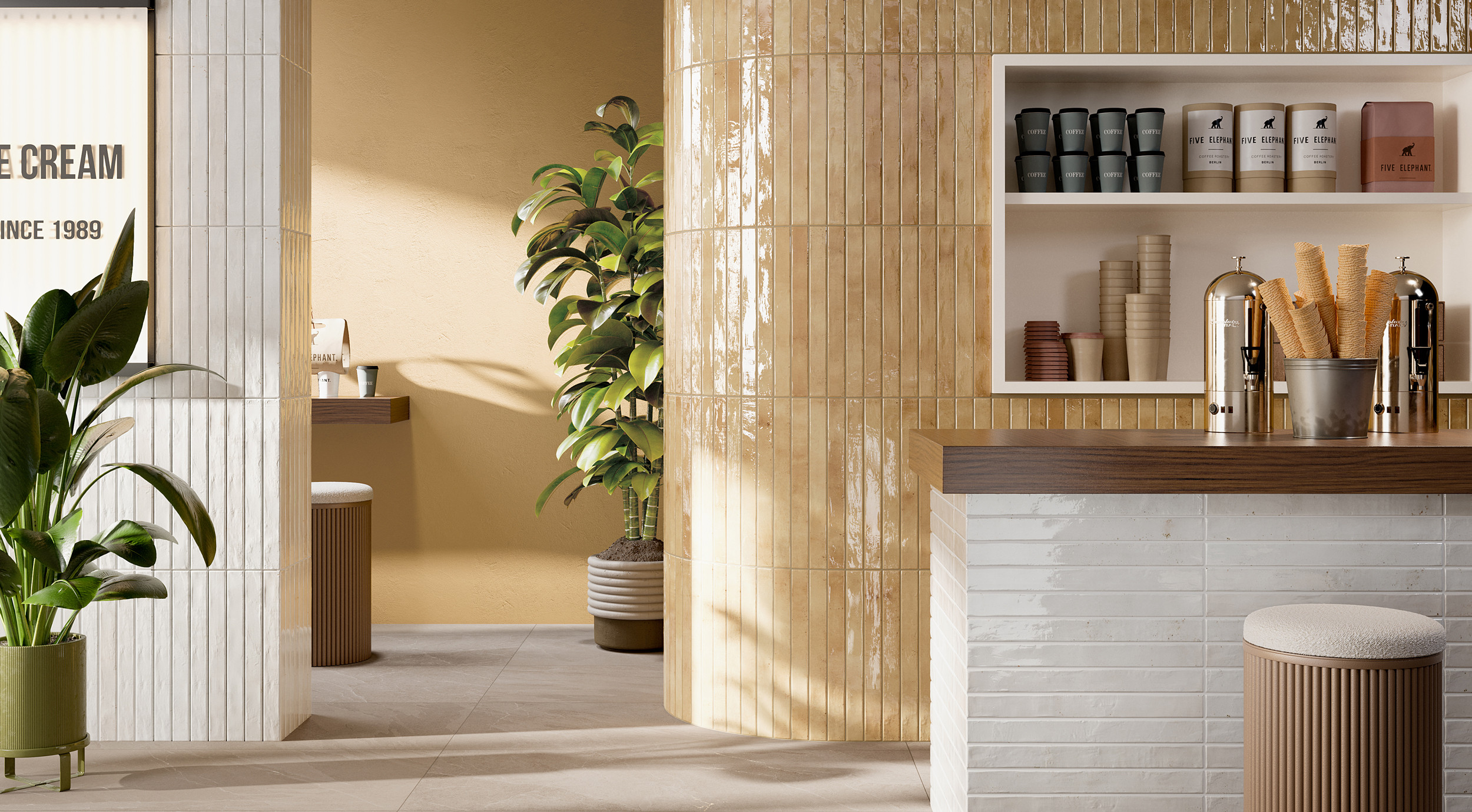 Rivestimento in gres porcellanato smaltato brick generation colore BEIGE serie COLORS by Ceramica Rondine