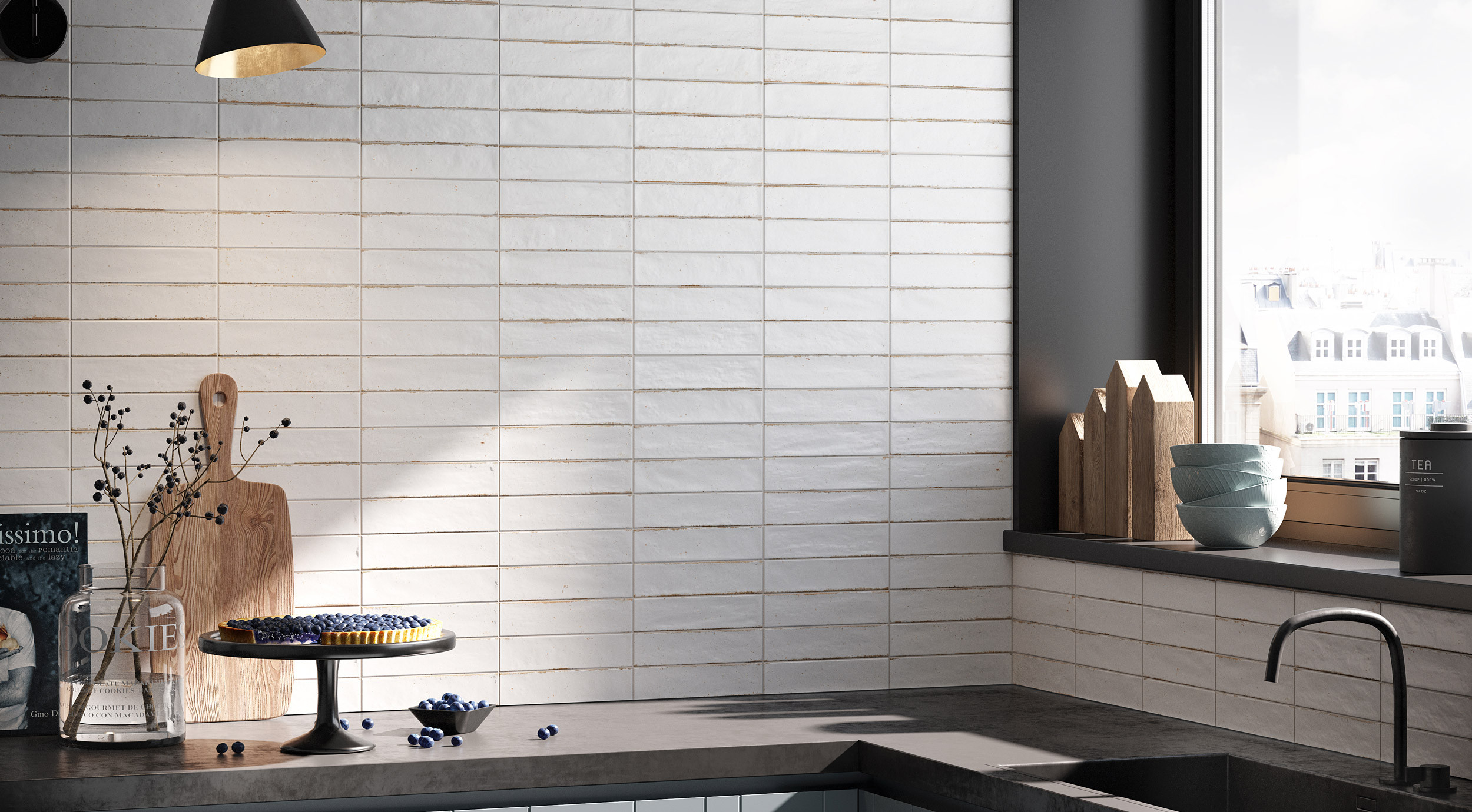 Rivestimento in gres porcellanato smaltato brick generation colore WHITE serie SOHO by Ceramica Rondine