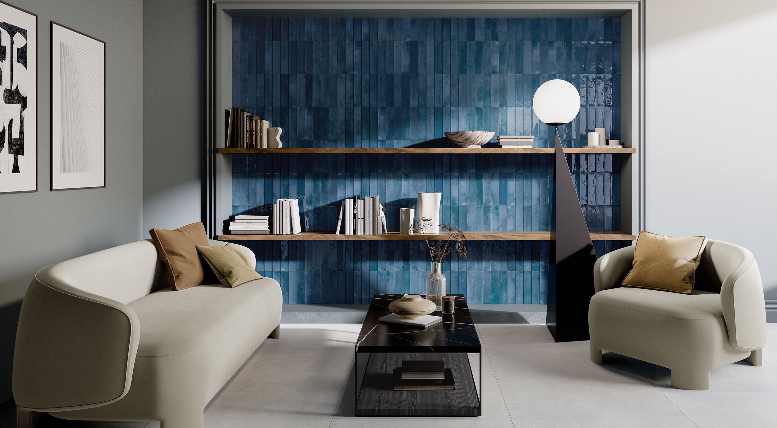 Rivestimento in gres porcellanato smaltato brick generation colore BLU serie MOJAVE by Ceramica Rondine