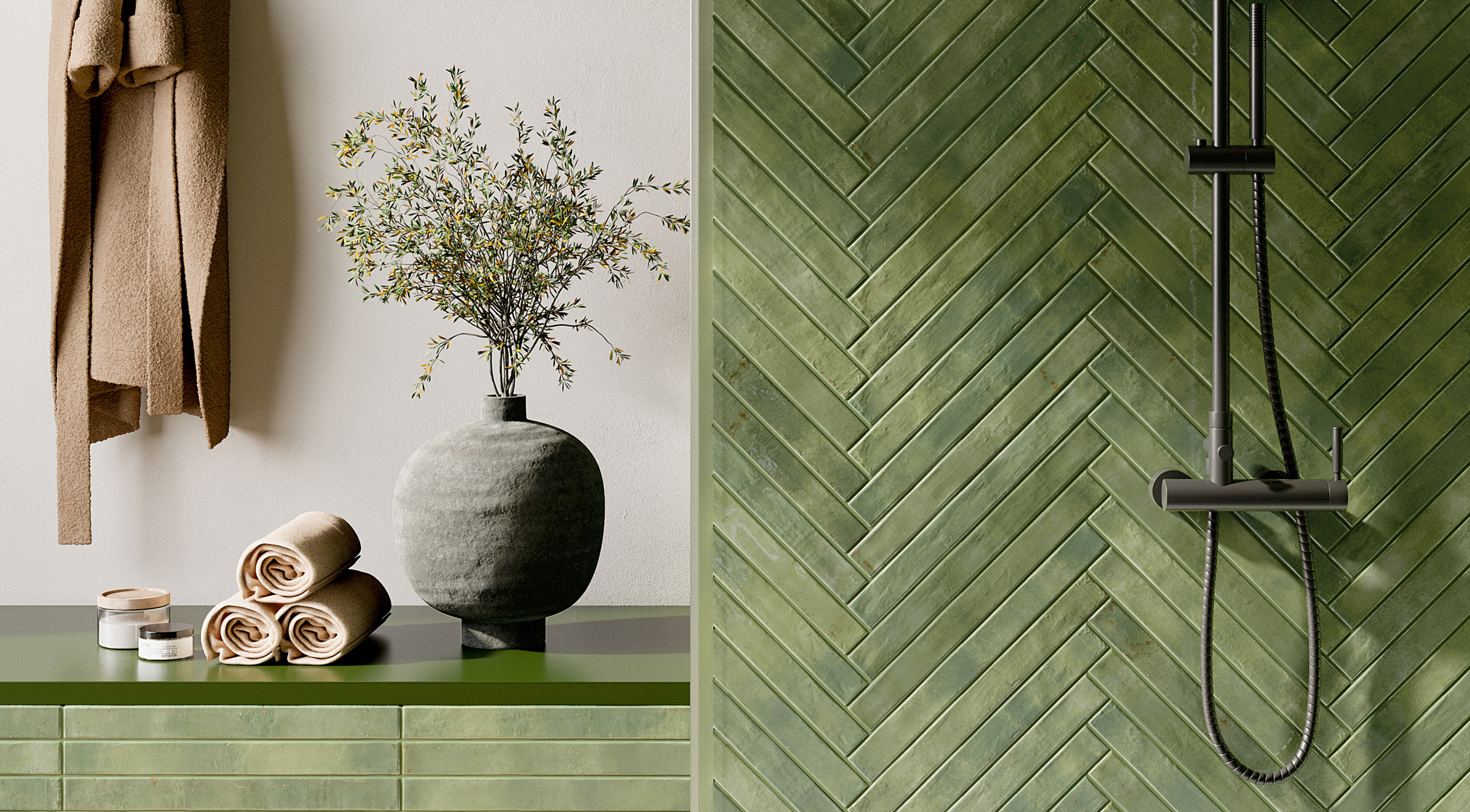 Rivestimento in gres porcellanato smaltato brick generation colore GREEN serie COLORS by Ceramica Rondine