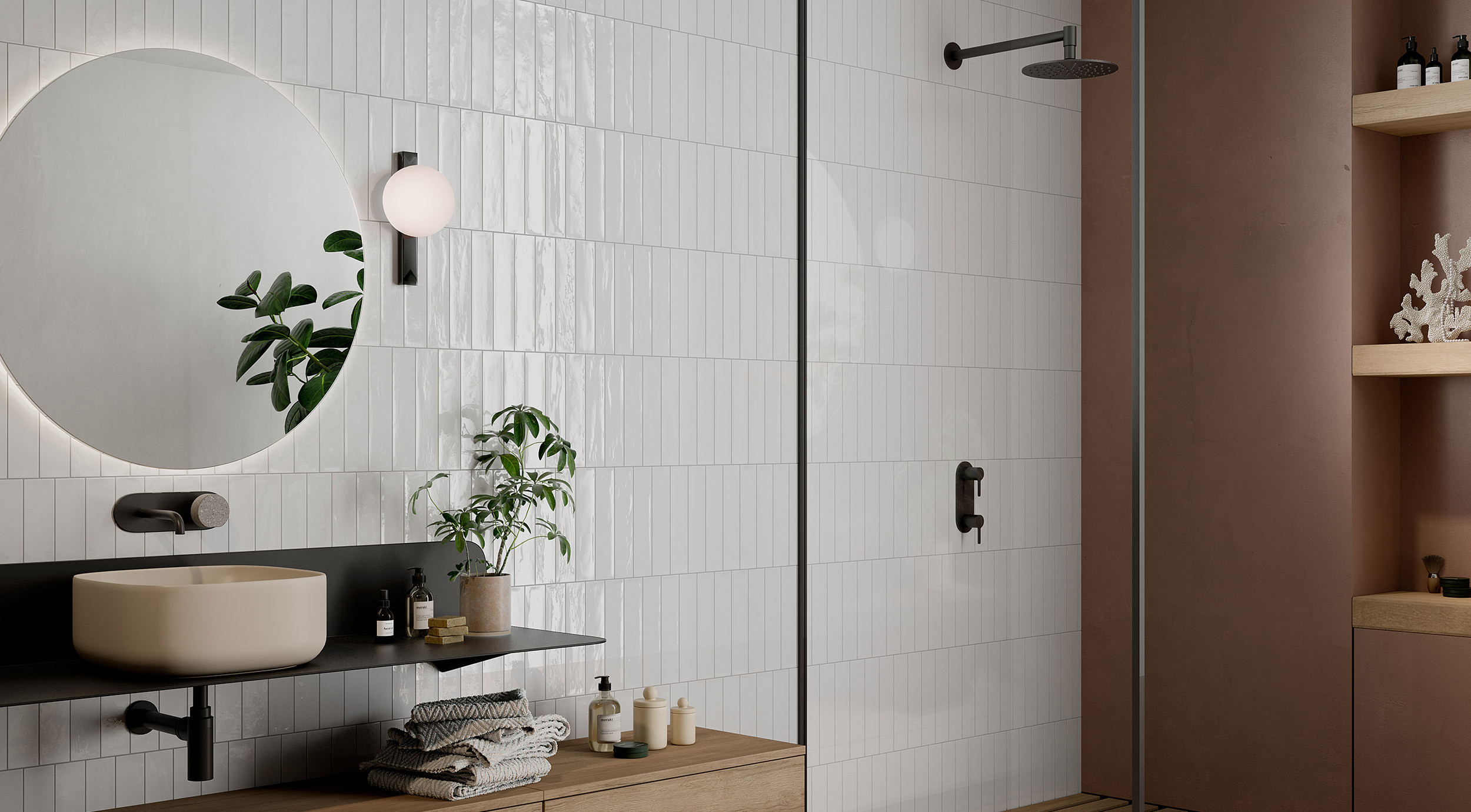 Rivestimento in gres porcellanato smaltato brick generation colore WHITE serie MOJAVE by Ceramica Rondine