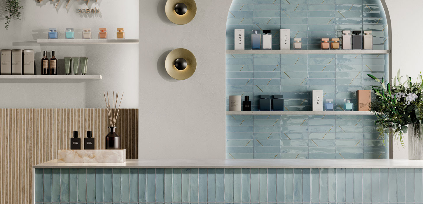 Rivestimento in gres porcellanato smaltato brick generation colore LIGHT BLUE serie MARRAKECH by Ceramica Rondine