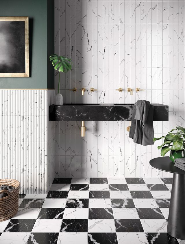 Pavimento in gres porcellanato SCACCHIERA MARMORIZZATA serie PURO 25x25