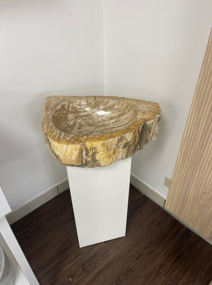 Lavabo d'appoggio in pietra fossile 56x45x15 cm