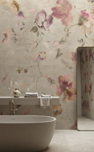 Rivestimento in gres porcellanato Decoro FLOWER BEIGE serie Cult 60x120 cm