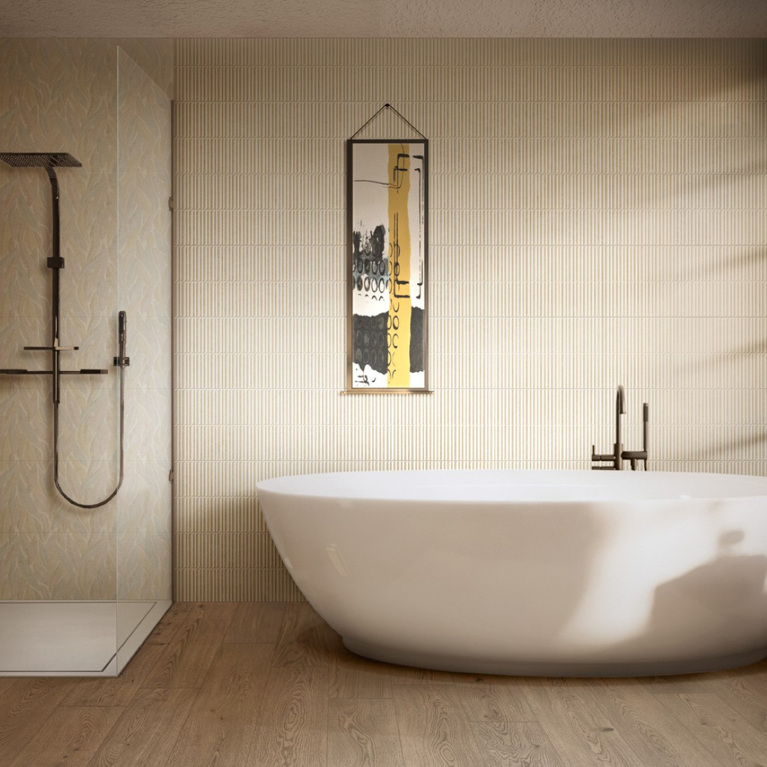 Rivestimento in pasta bianca Taupe 3D Match Room Wall Matt by Marazzi