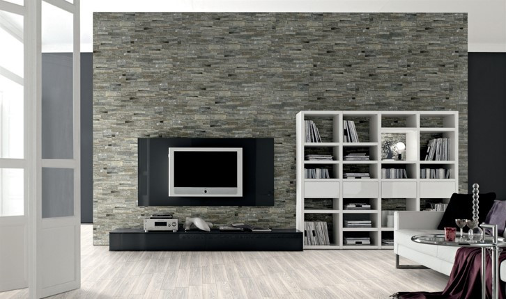 Muretto in gres effetto quarzite nero 31x62 rivestimento gres