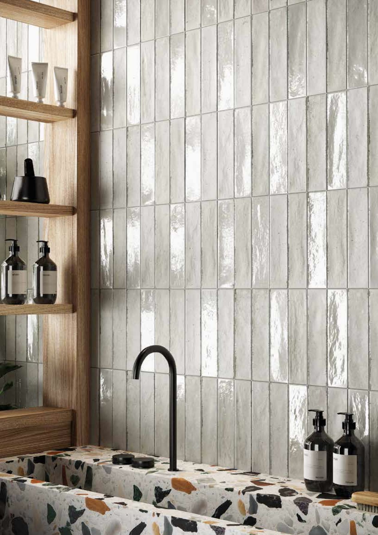 Rivestimento in gres porcellanato smaltato brick generation colore LIGHT GREY serie NOHO by Ceramica Rondine