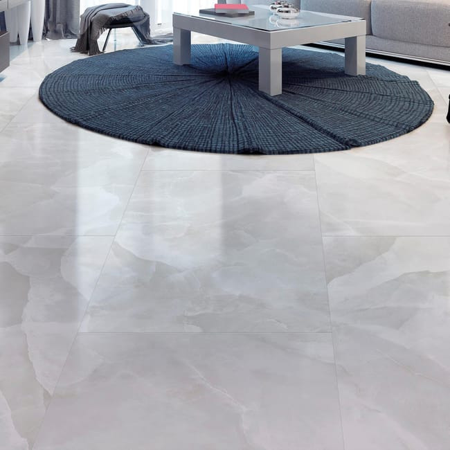 Pavimento e Rivestimento in gres porcellanato Onix Ice Lucido serie Cave By Saime Ceramica