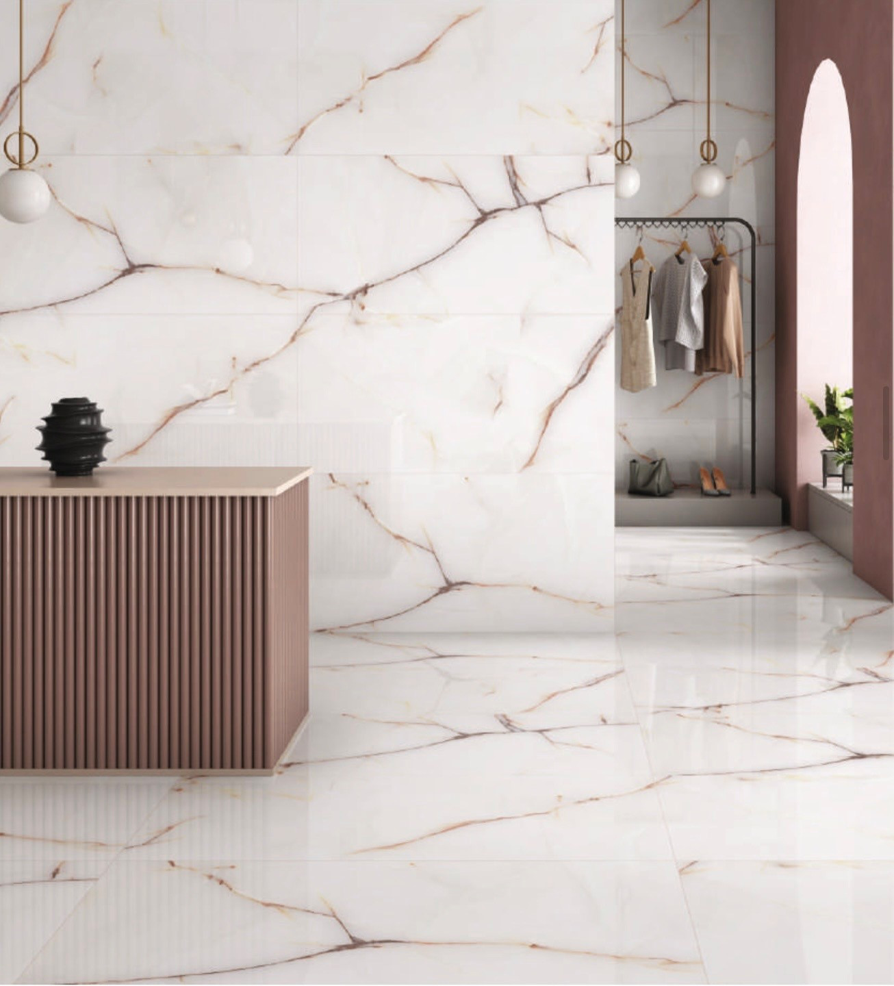 Pavimento in gres porcellanato effetto marmo lucido Paonazzetto 60x120 by Bertolani