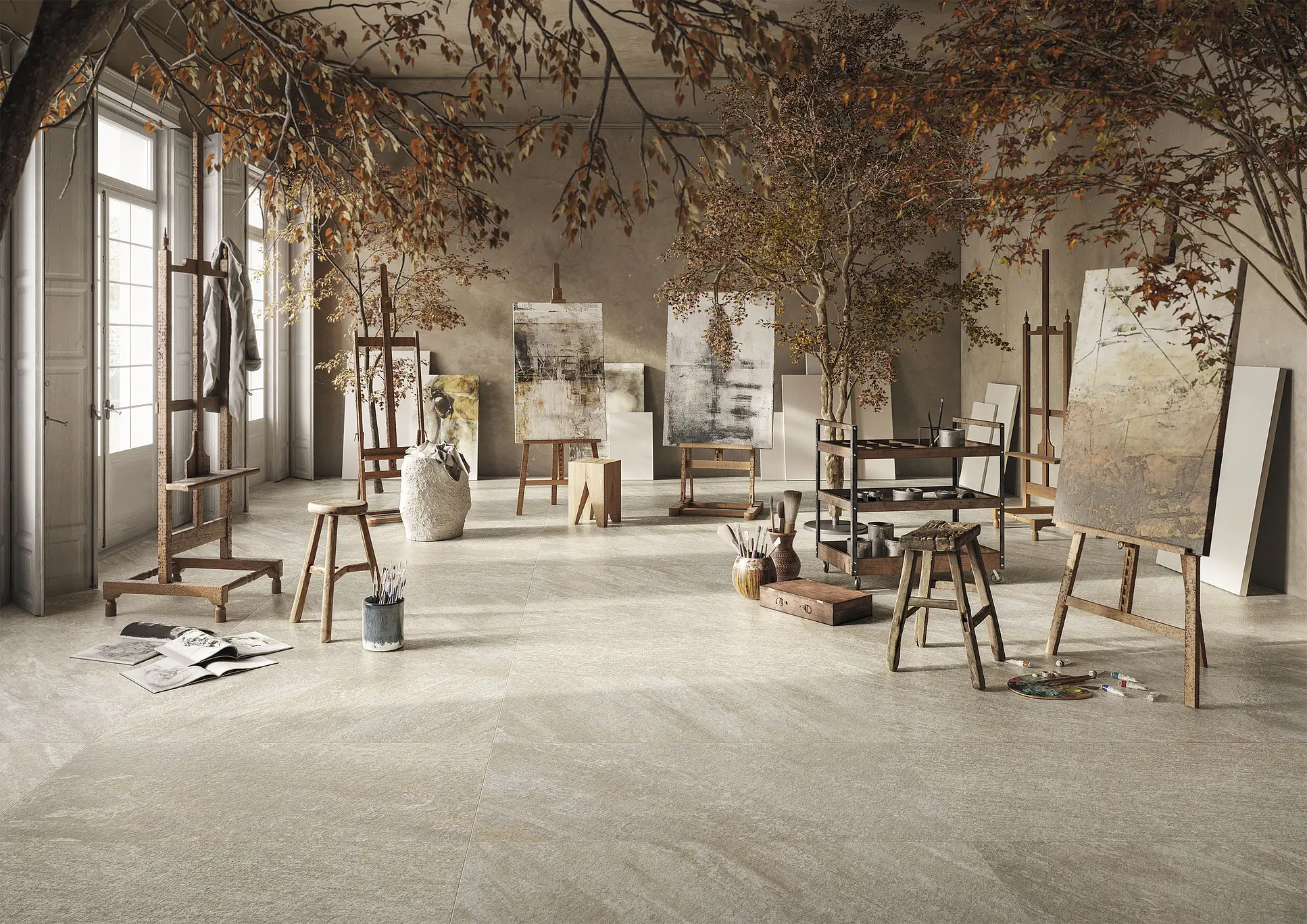 Pavimento e rivestimento in gres porcellanato Petra Bianco R11 9 mm by Casalgrande Padana