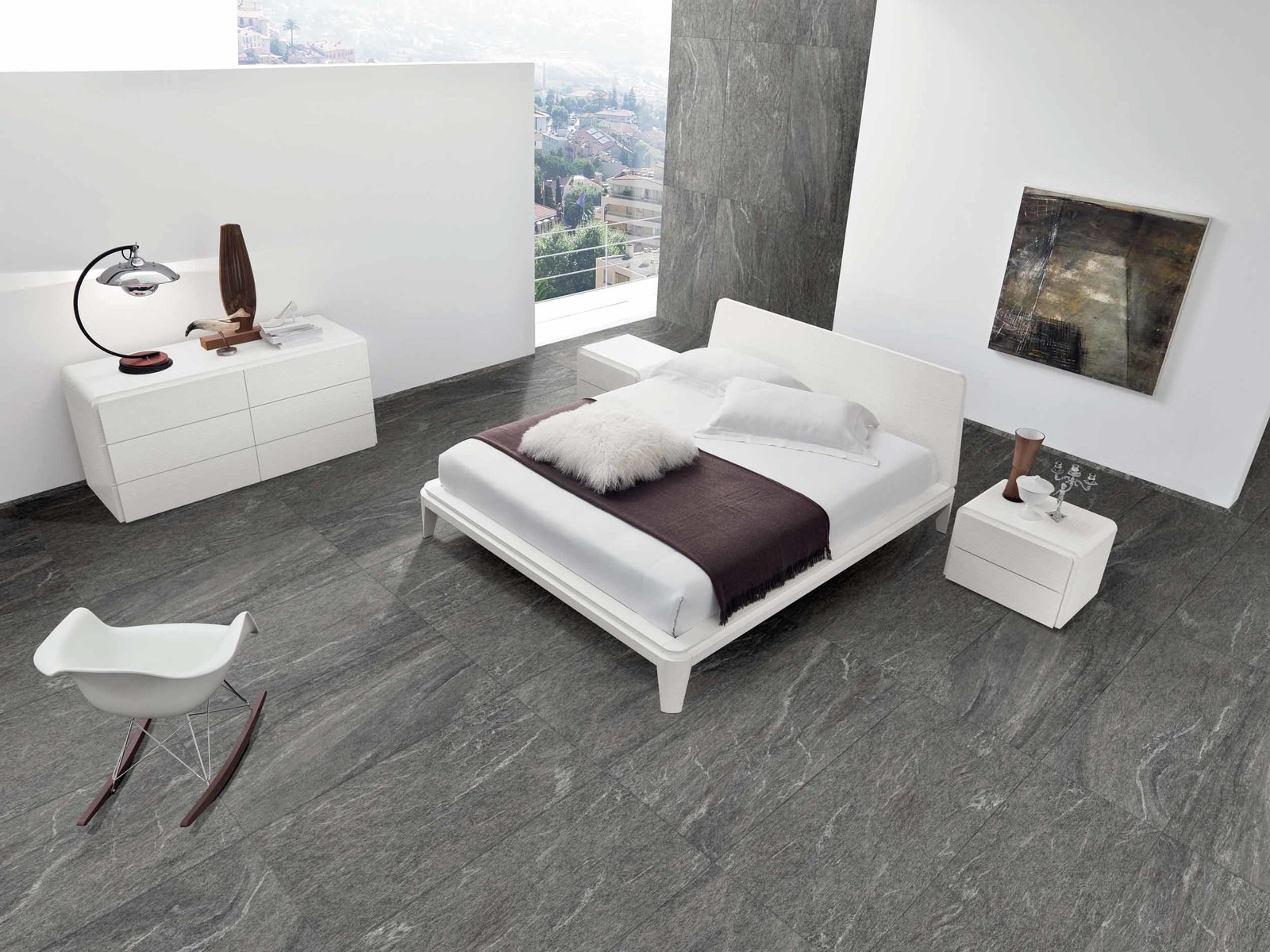 Pavimento in gres porcellanato effetto Pietra di Vals Dark per interno by Dado Ceramiche