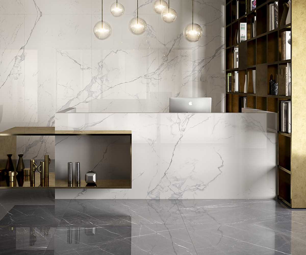 Pavimento e Rivestimento in gres porcellanato Pietrasanta Lucido serie Cave By Saime Ceramica