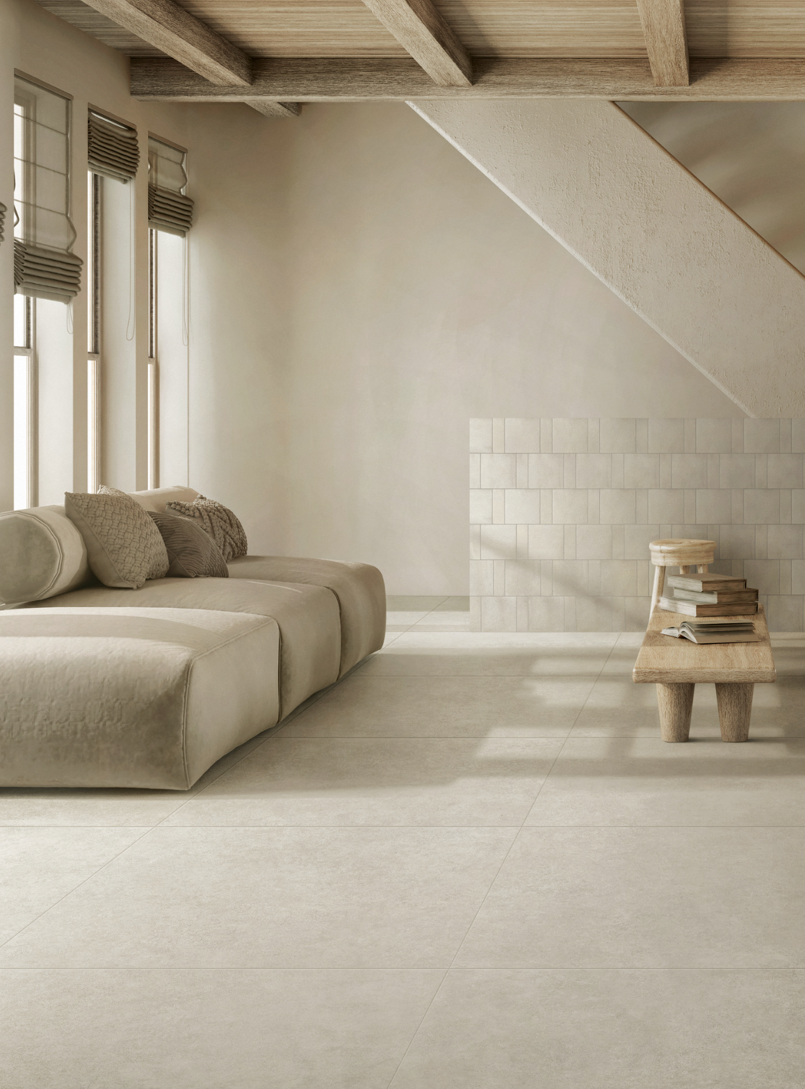 Pavimento in gres fine porcellanato Bianco Naturale serie ROOM by Marazzi
