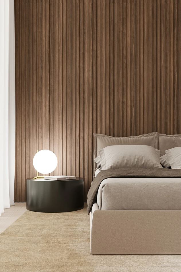 Rivestimento cannettato LIVING WALL tridimensionale Rovere Carbo by Skema