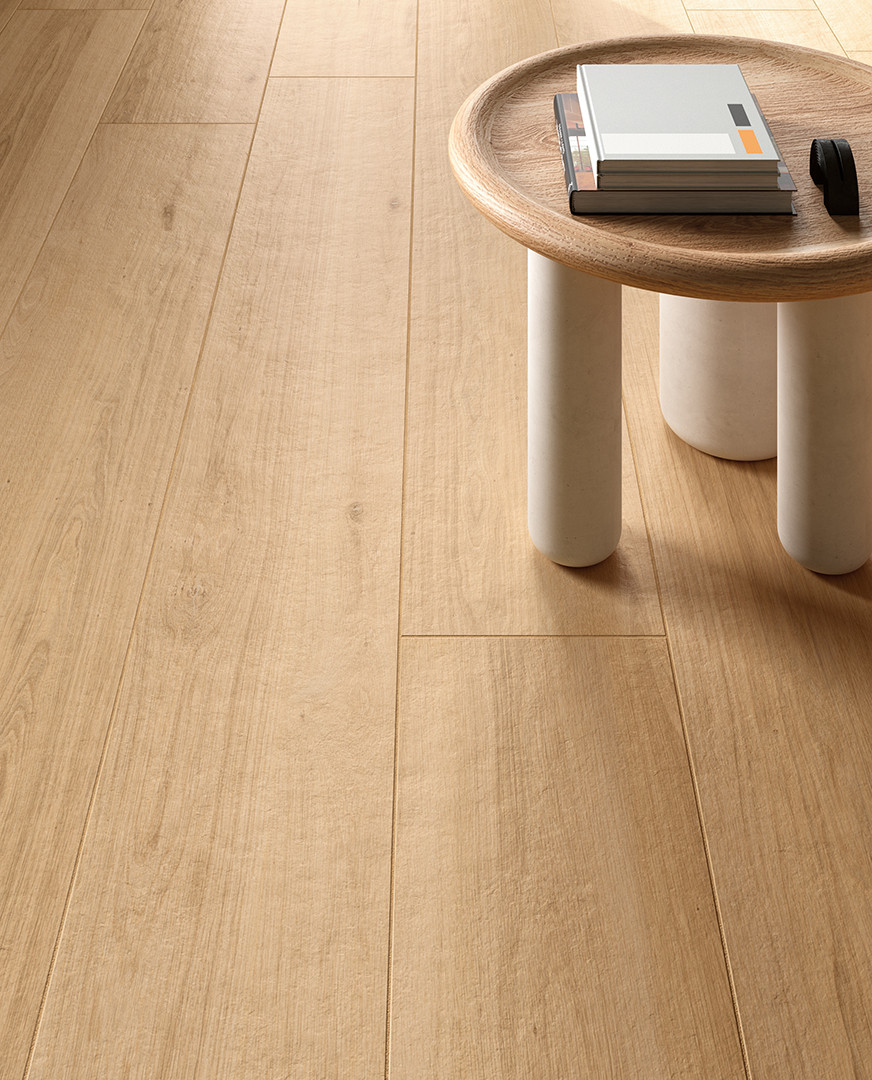 Pavimento in gres porcellanato effetto legno serie NATIVE colore ROVERE NATURALE by Del Conca