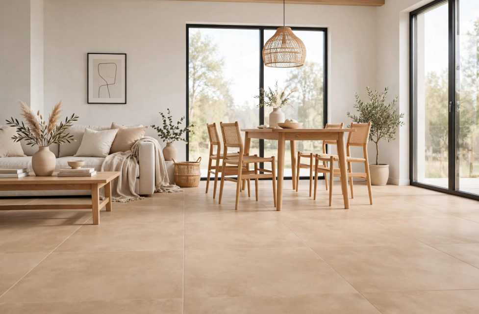Pavimento in gres porcellanato serie Cruda colore Sabbia R9 by Ceramica Rondine