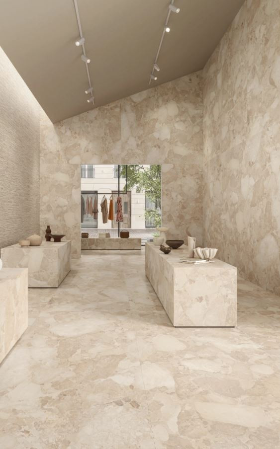 Pavimento in gres porcellanato serie MATERASTONE colore SASSI BEIGE by Ergon per ESTERNO
