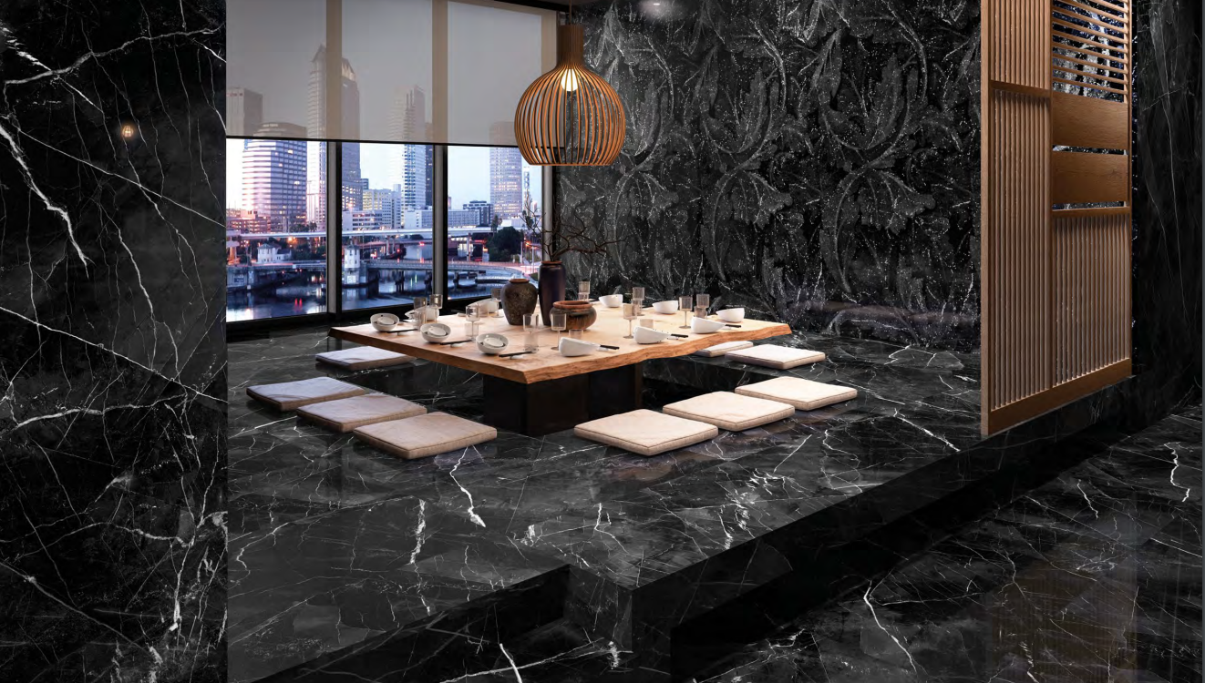 Lastra in gres Emilceramica Tele di Marmo Revolution Calacatta Black Full Lappato