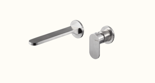 Gruppo miscelatore monocomando a parete per lavabo completo di parti incasso, senza scarico AYAS STEEL VEMA-V28050