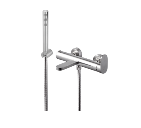 Gruppo vasca esterno completo di supporto fisso, flessibile e doccetta AYAS STEEL VEMA-V28081