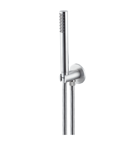 Gruppo presa acqua tondo completo di supporto fisso, flessibile in PVC e doccetta WELLNESS VEMA