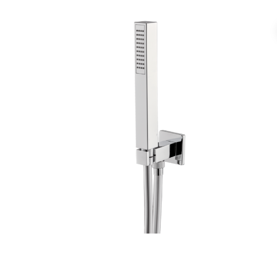 Gruppo presa acqua quadro completo di supporto fisso, flessibile in PVC e doccetta WELLNESS VEMA