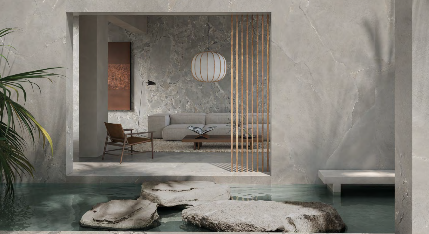 Pavimento e rivestimento in gres Unique Intensity Stone Grey Purestone by Provenza