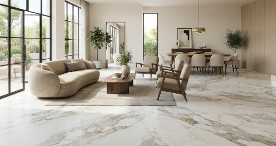 Lastra in gres Calacatta Brecciato naturale 162x342 cm