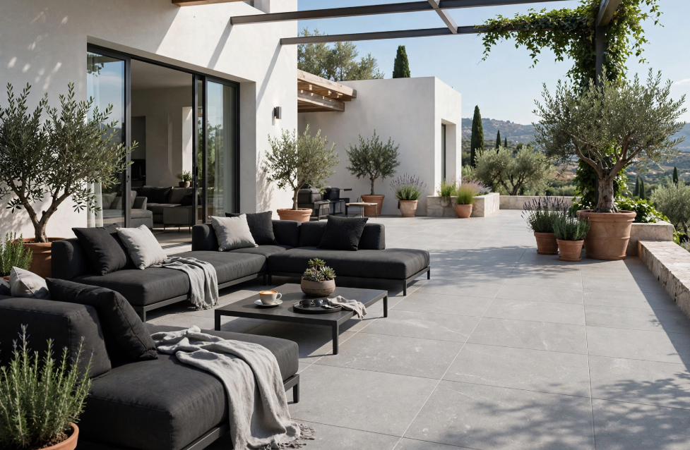 Pavimento e rivestimento in gres porcellanato serie ETICA Grey R11 per esterni by Bertolani