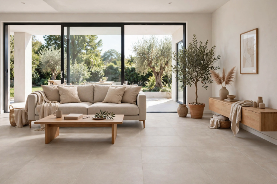 Pavimento in gres porcellanato serie Cruda colore Tortora R9 by Ceramica Rondine