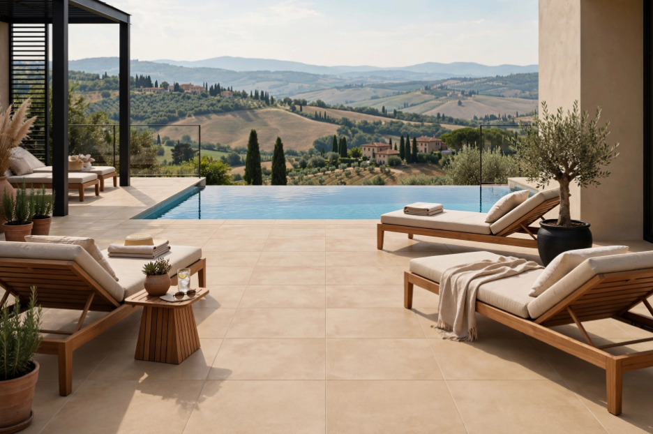Pavimento in gres porcellanato serie Cruda colore Sabbia R11 100x100 by Ceramica Rondine