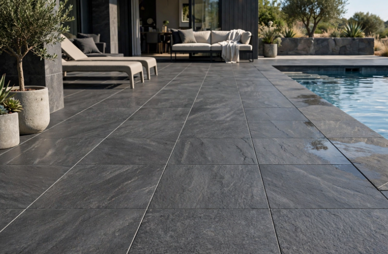 Pavimento in gres porcellanato 2 cm galleggiante Ultra Vals Dark serie Outdoor by Dado Ceramica