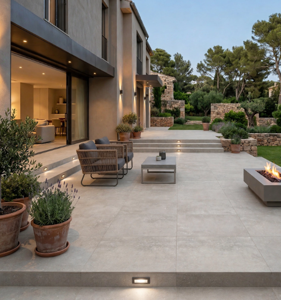 Pavimento in gres porcellanato effetto pietra taupe 60x60 R11 per esterno 1°Scelta