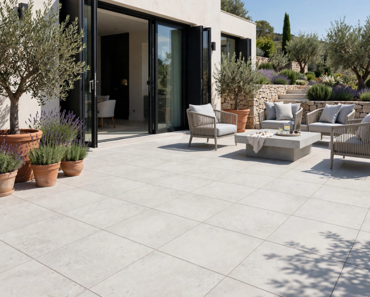 Pavimento in gres porcellanato effetto pietra white 60x60 R11 per esterno 1°Scelta