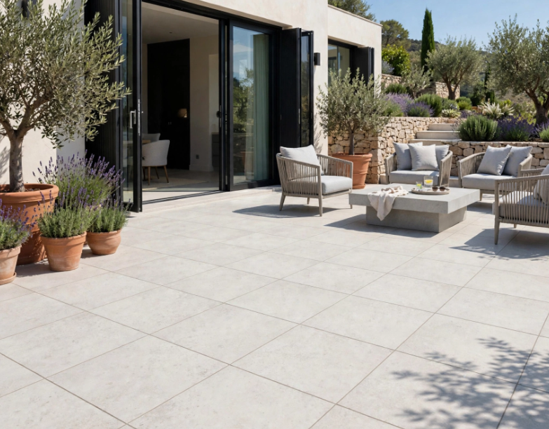 Pavimento in gres porcellanato effetto pietra white 60x60 R11 per esterno 1°Scelta