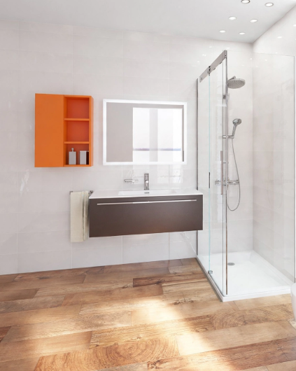 Rivestimento bianco abbinato alla Serie Lupin The 3rd 20x50  by Ceramiche Faetano